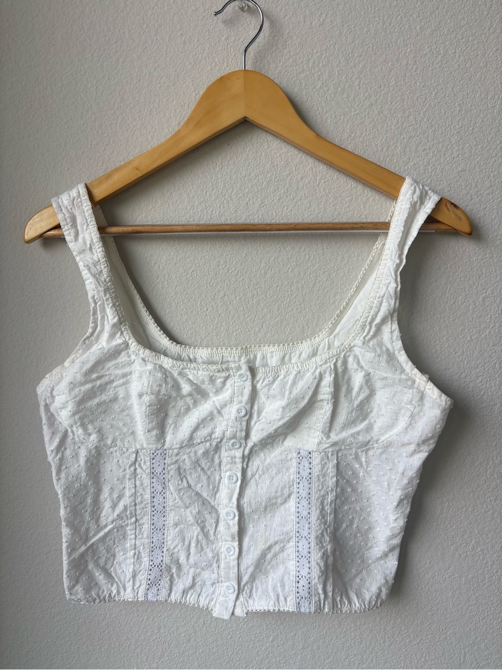 Coastal Cowgirl Cotton Smocked Eyelet Crop Tank Top